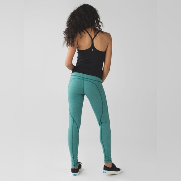 Lululemon Wunder Under Pant Leggings Wee Stripe Heathered Teal - Picture 5 of 8